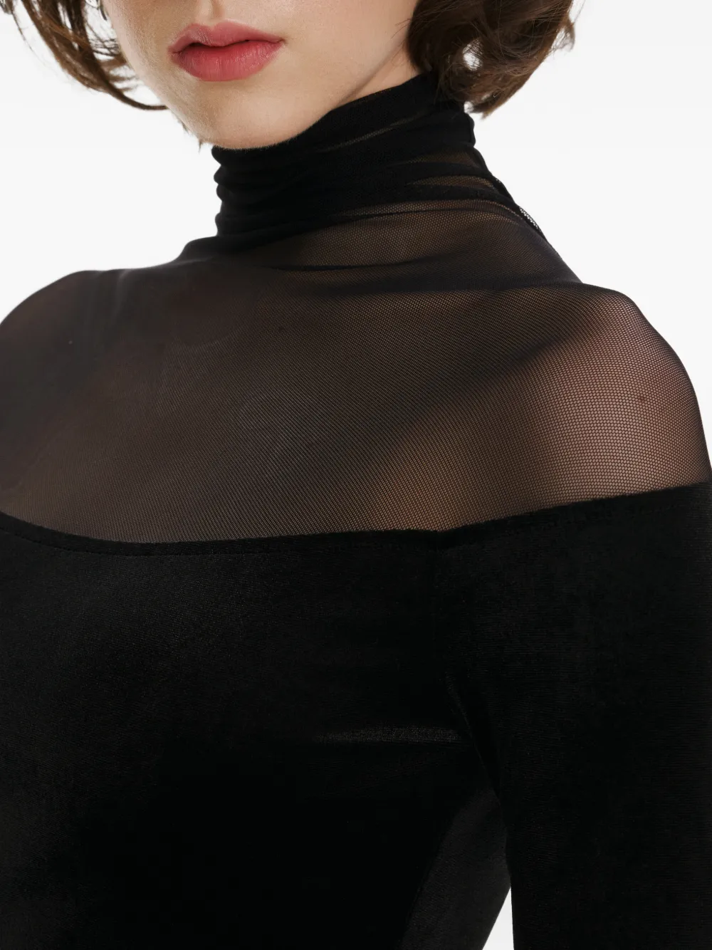 2310 STUDIO Fluwelen maxi-jurk met col Zwart