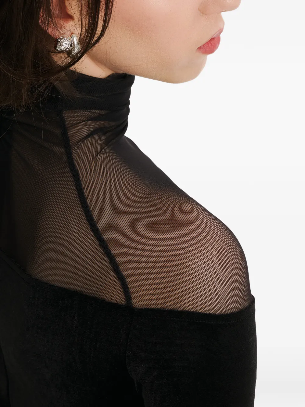 2310 STUDIO Fluwelen maxi-jurk met col Zwart