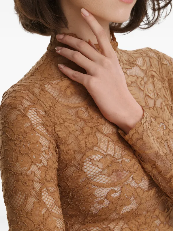 brown lace dress long sleeve Brown Off The Shoulder Lace Long Sleeve Mermaid Dress – Selene Dress