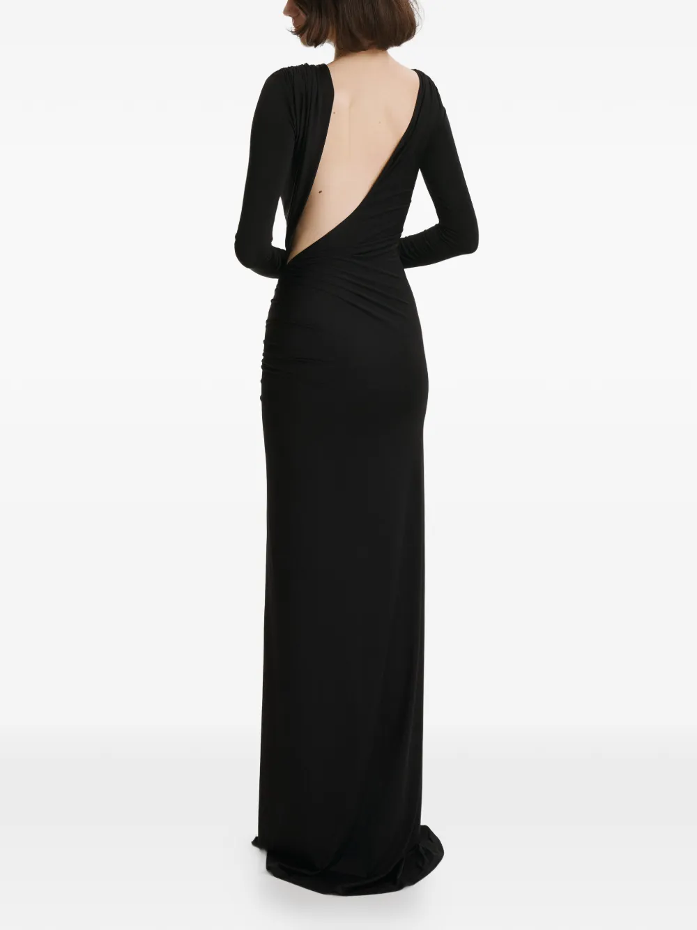 2310 STUDIO draped split maxi dress - Zwart