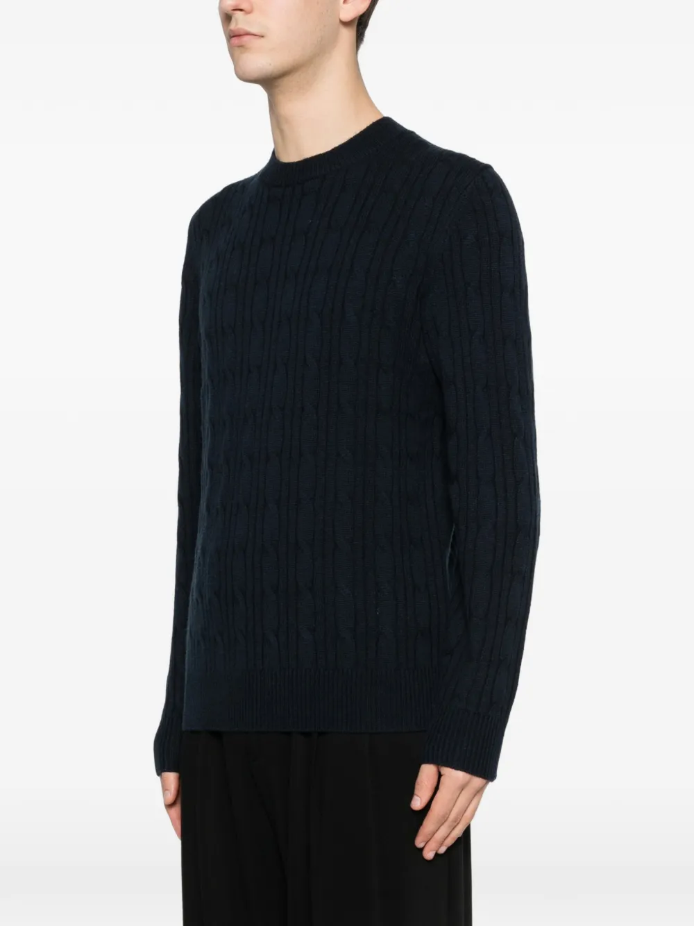 BOSS Kabelgebreide trui Blauw