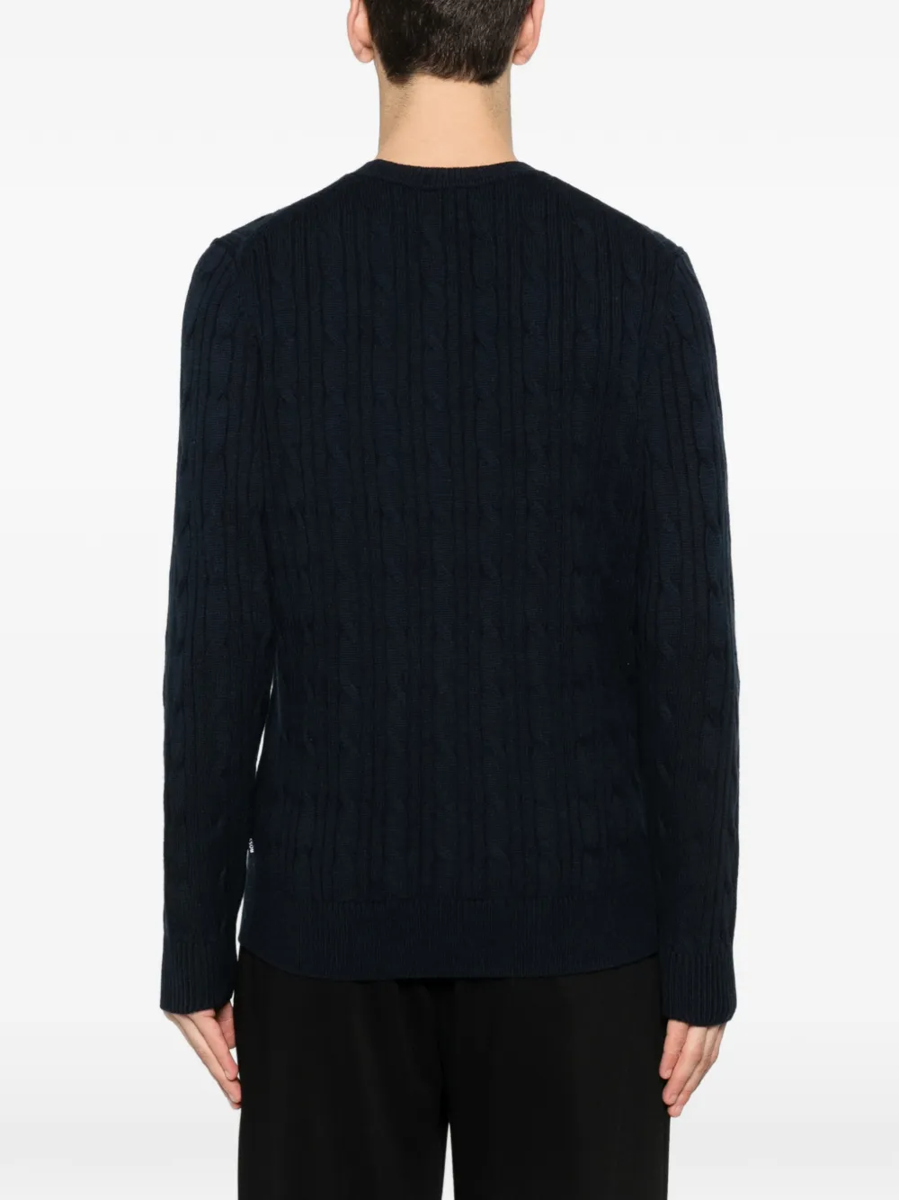 BOSS Kabelgebreide trui Blauw