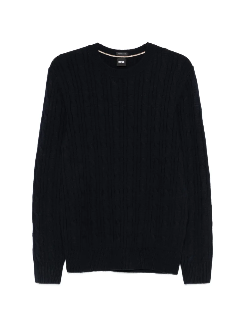 BOSS cable-knit V-neck sweater - Blu