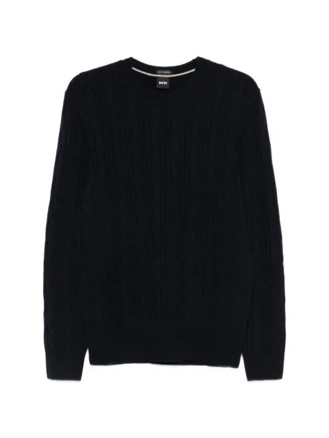 BOSS cable-knit V-neck sweater