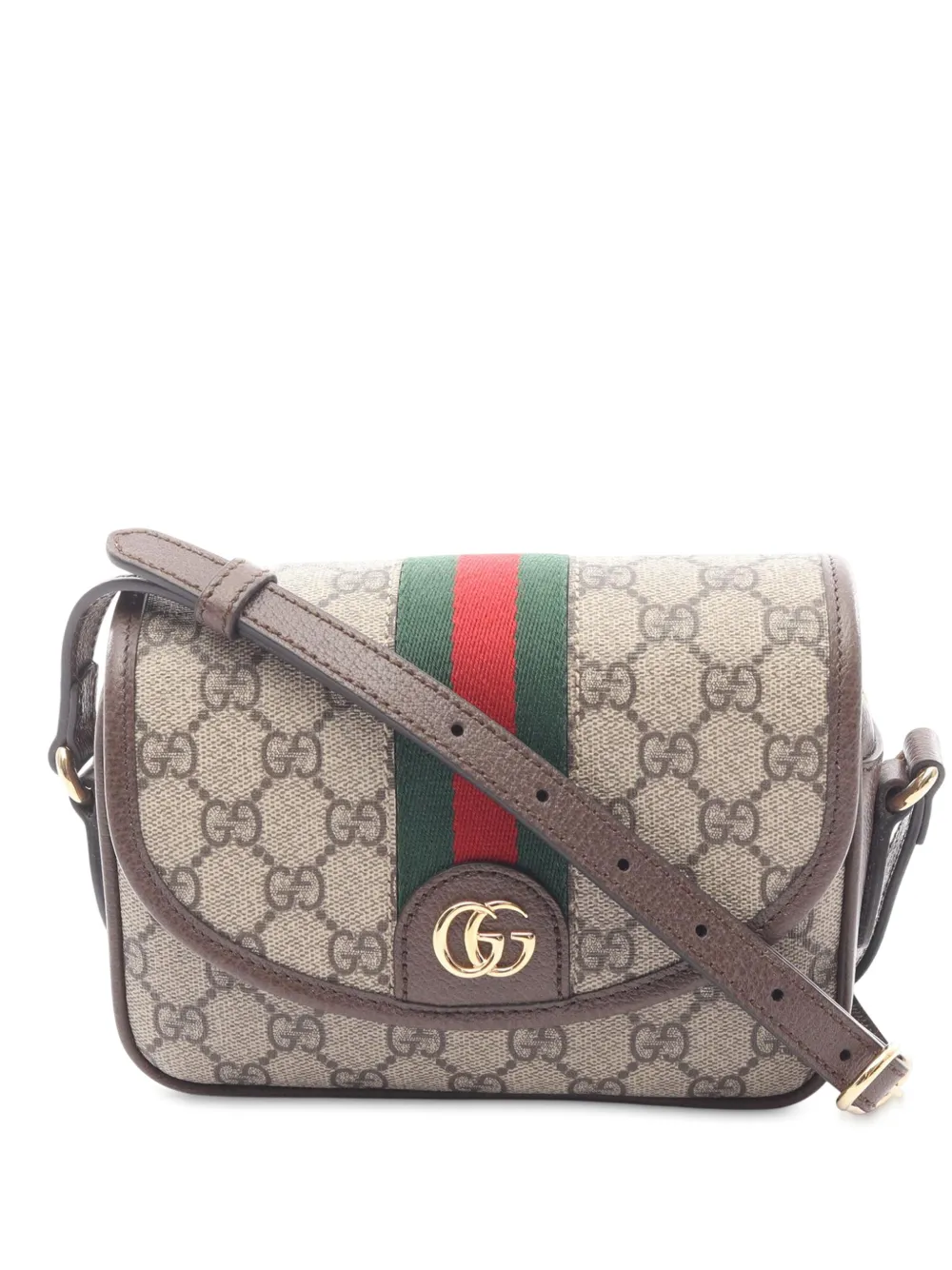 Gucci Pre-Owned 2016-2025 GG Supreme Web Ophidia Flap crossbody bag - Marrone