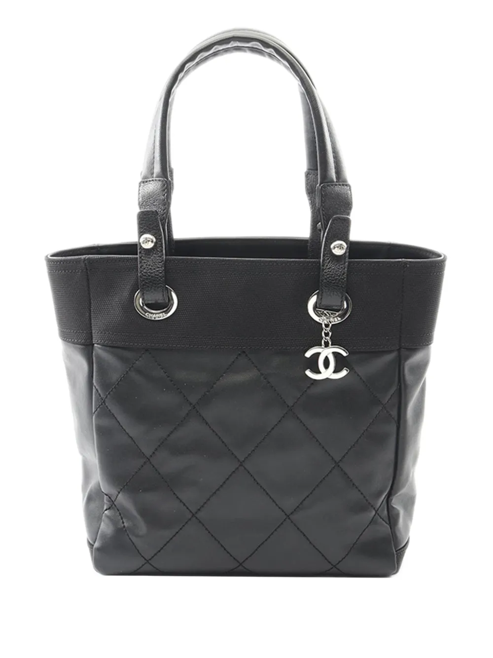 CHANEL Pre-Owned 2008-2009 Small Quilted Coated Canvas Paris Biarritz tote bag - Nero