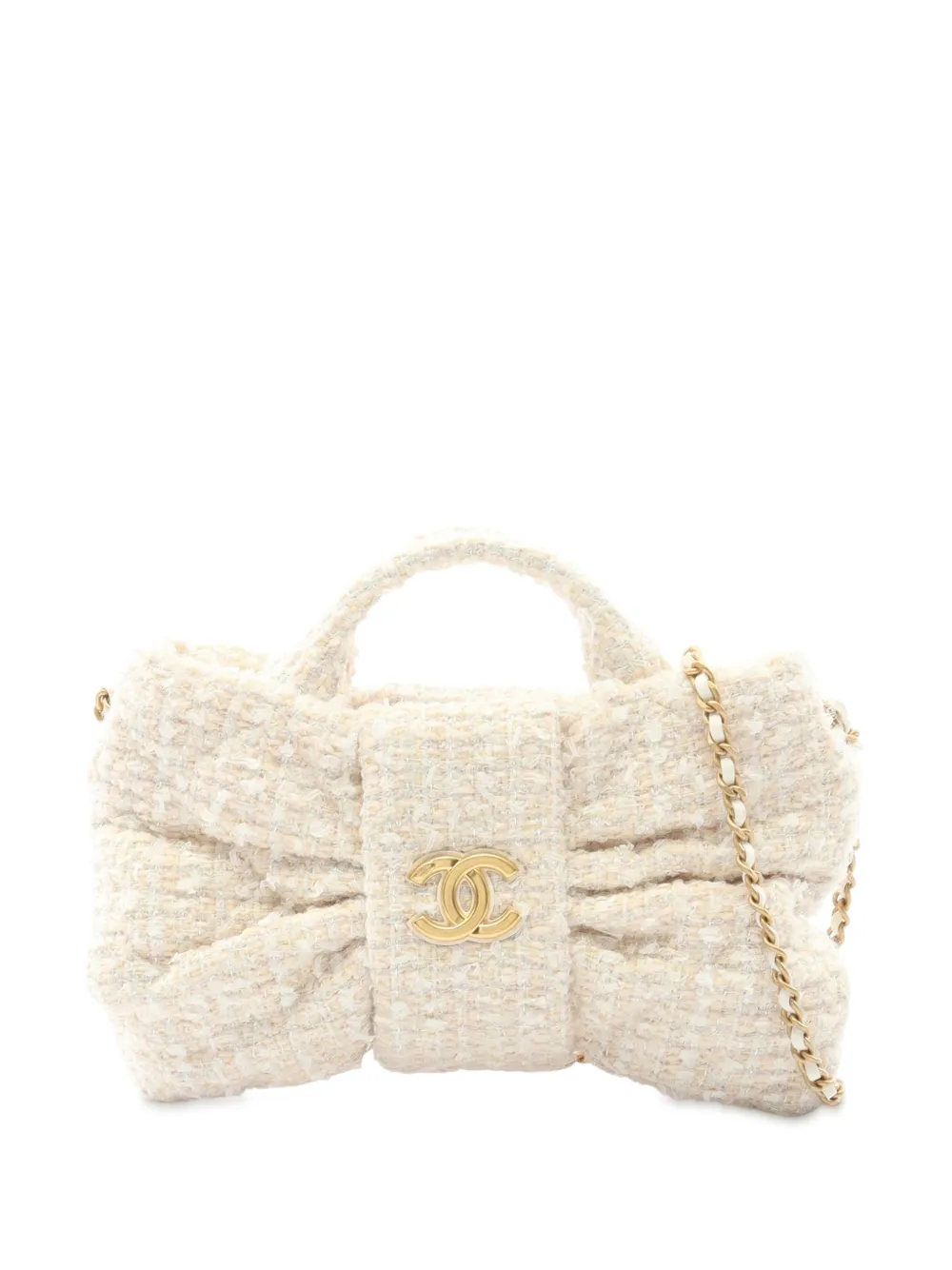 CHANEL Pre-Owned 2021-2025 Mini CC Tweed Ribbon crossbody bag - Bianco