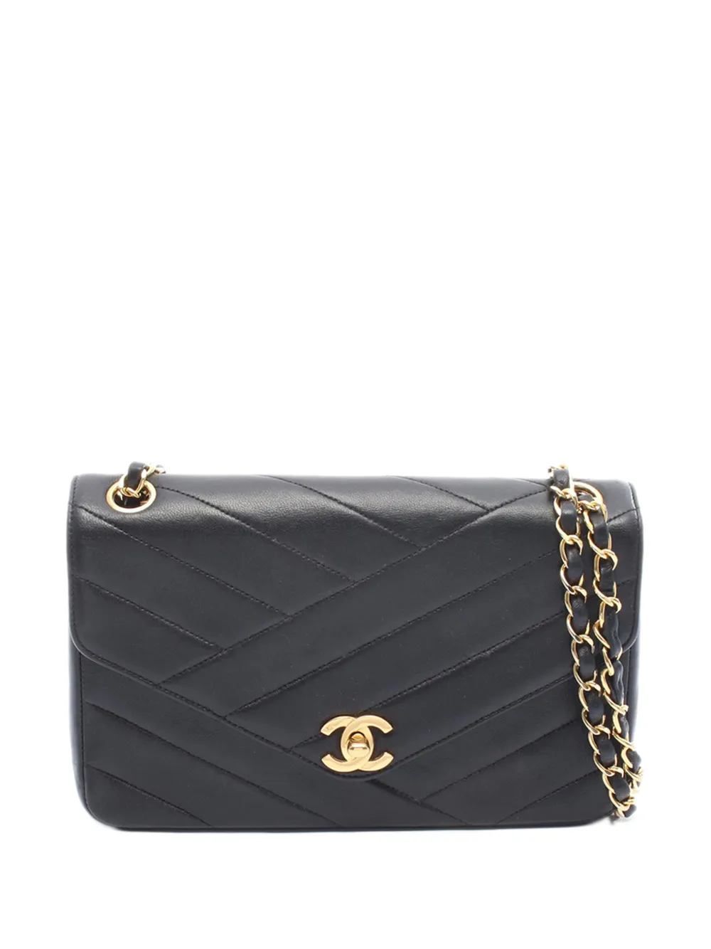 CHANEL Pre-Owned 1989-1991 CC Lambskin Bias Stitch crossbody bag - Nero