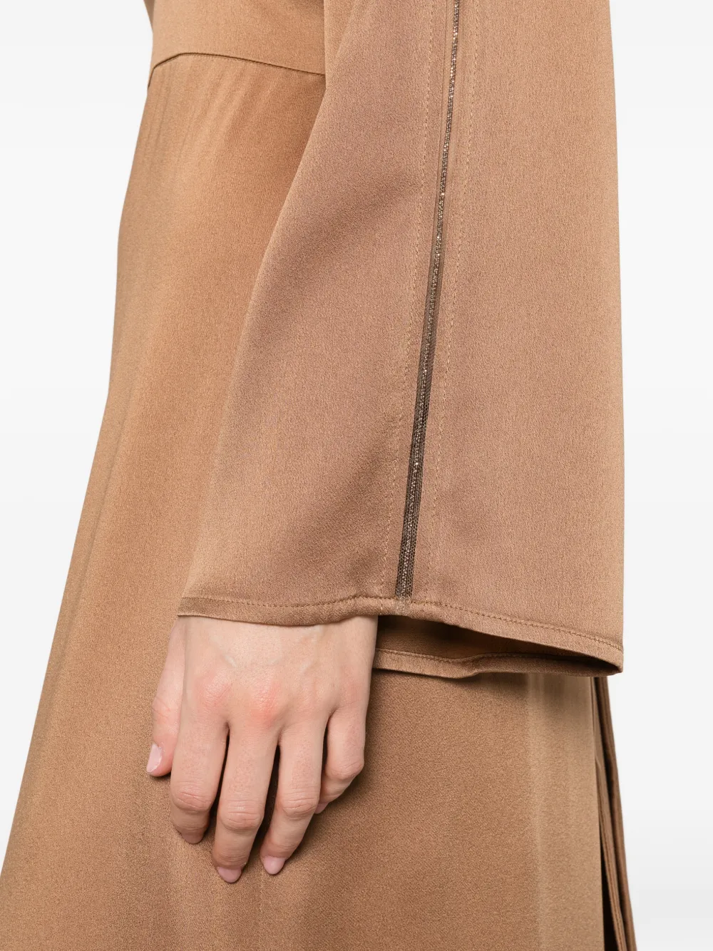 Fabiana Filippi Maxi-jurk verfraaid met V-hals Bruin