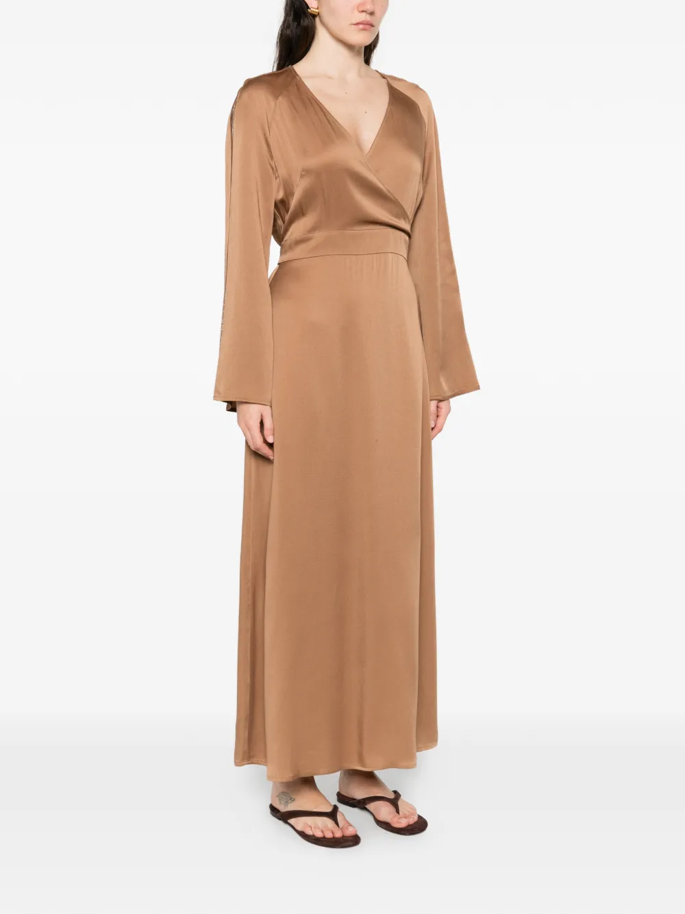 Fabiana Filippi Maxi-jurk verfraaid met V-hals Bruin