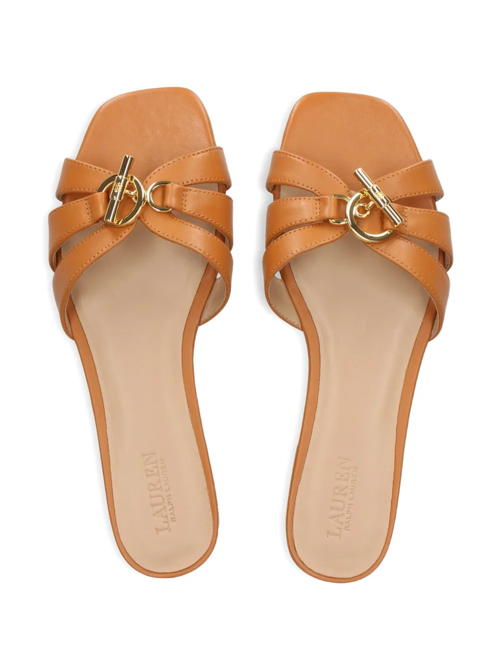 Lauren Ralph Lauren Platte leren sandalen Bruin