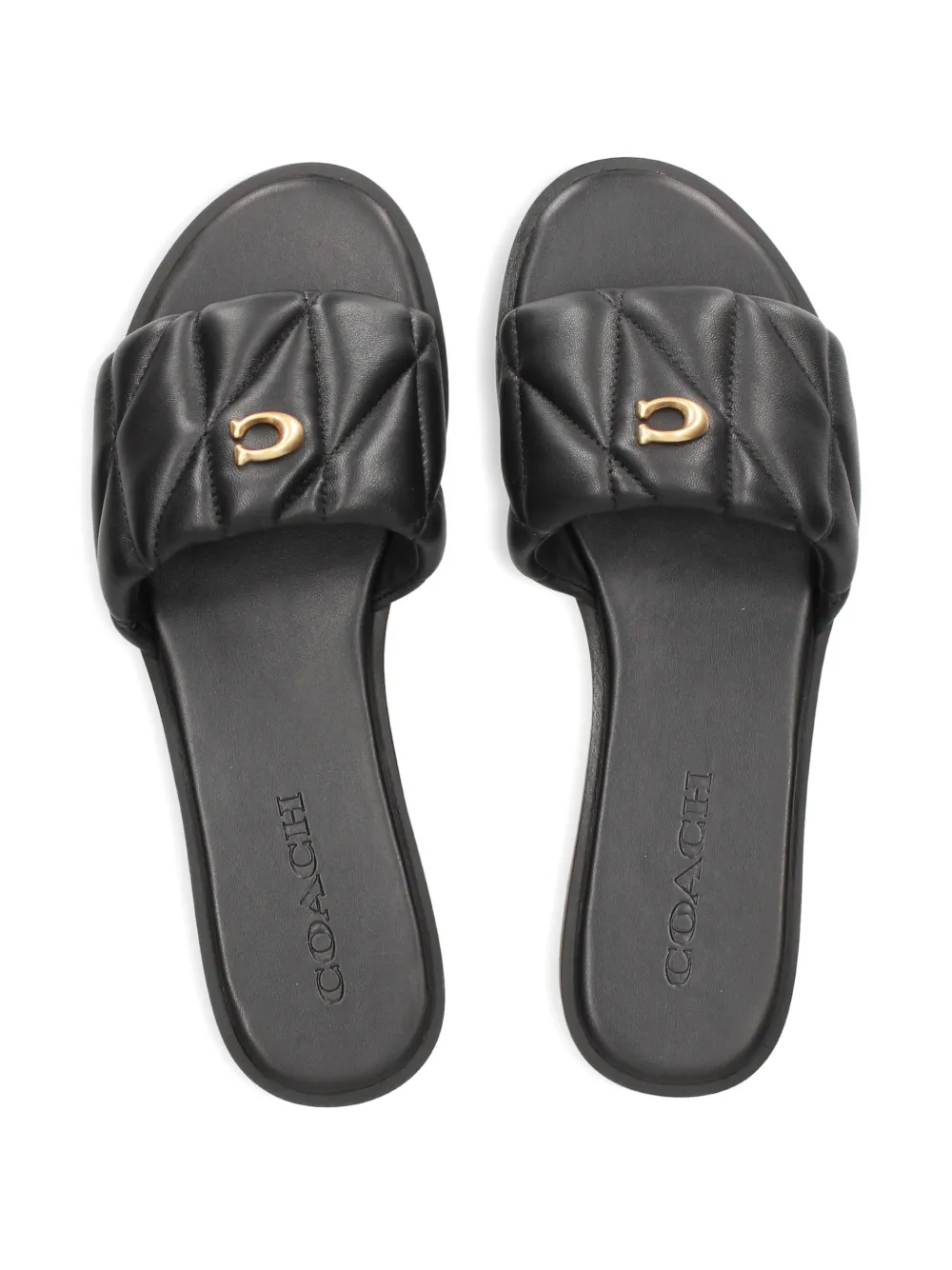 Coach quilted sandals Zwart