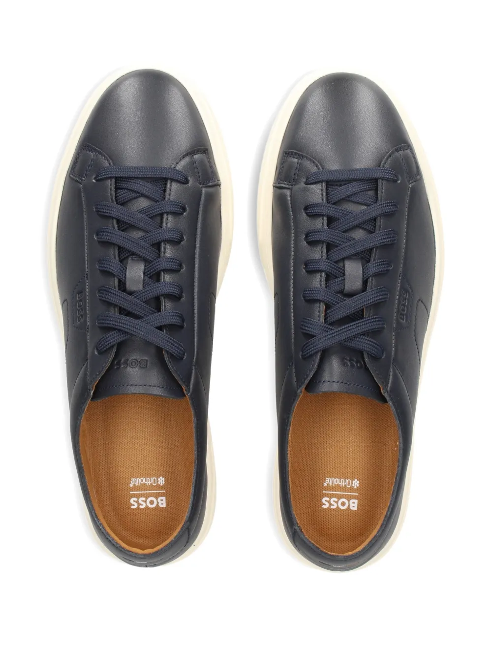 BOSS Leren sneakers Blauw