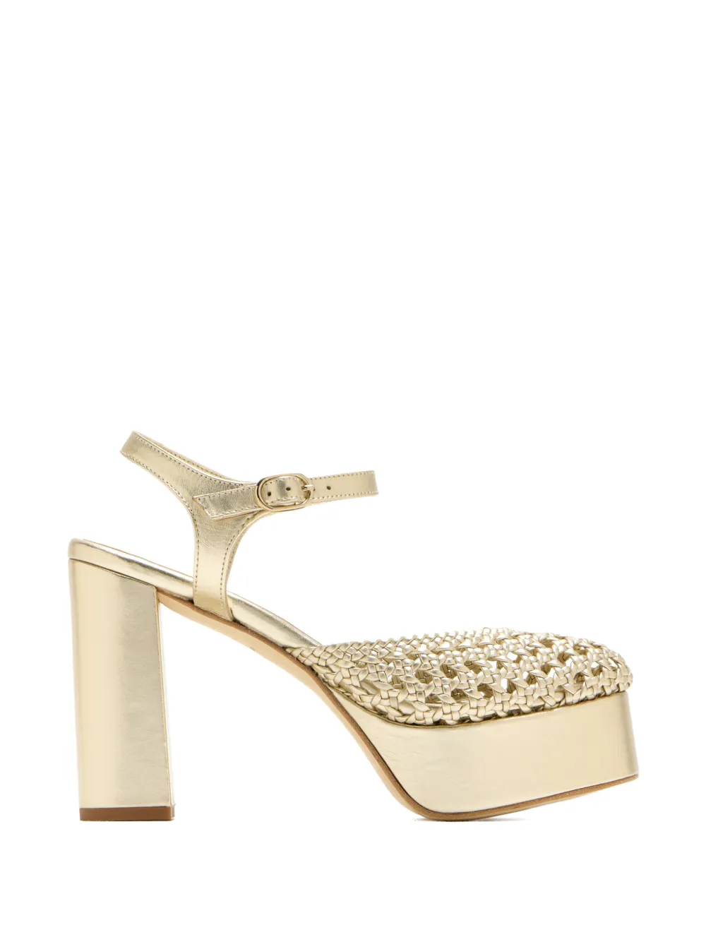 Andrea Gomez Beatriz geweven sandalen met plateauzool Goud