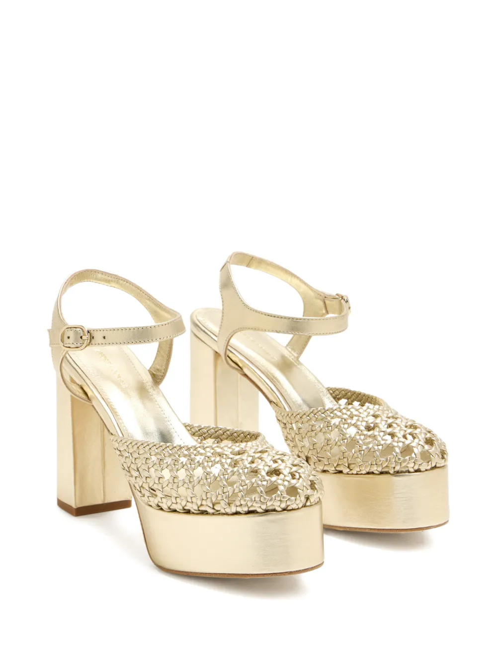 Andrea Gomez Beatriz geweven sandalen met plateauzool Goud