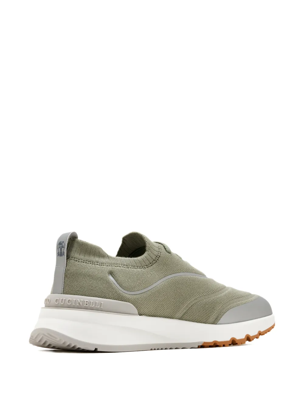 Brunello Cucinelli knit panelled sneakers Groen