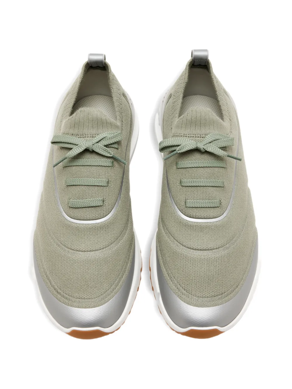 Brunello Cucinelli knit panelled sneakers Groen