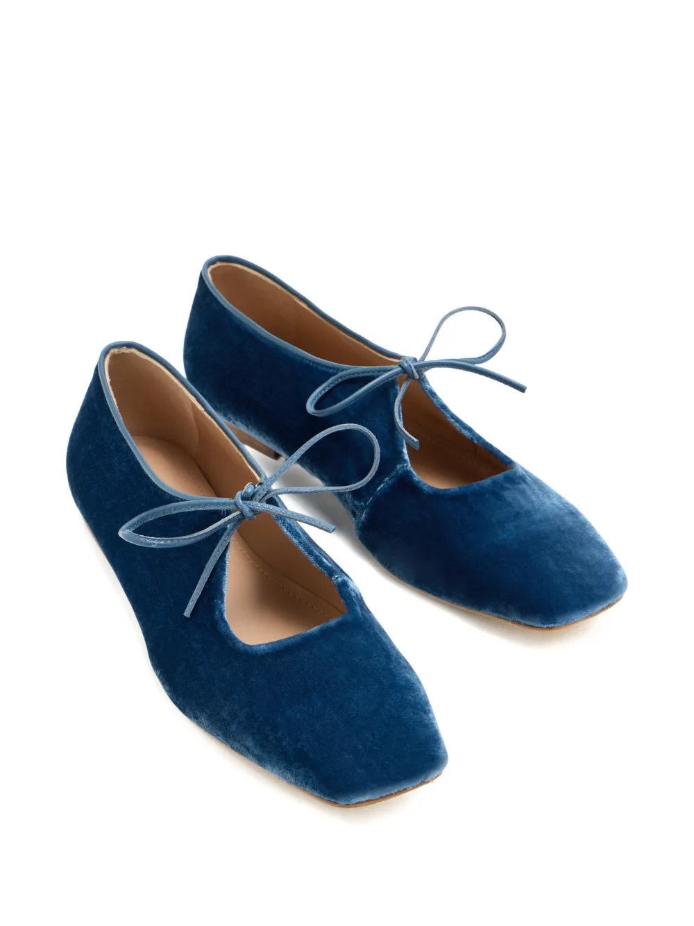 Andrea Gomez Amelia gestrikte fluwelen ballerina's Blauw