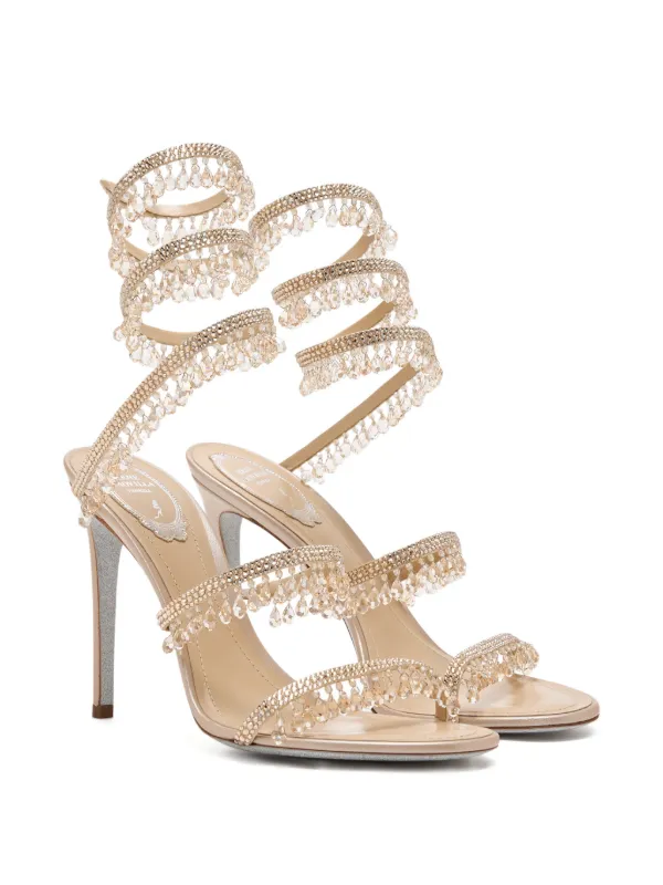 RENE CAOVILLA ビジュー装飾 サンダル René Caovilla ビジュートリム サンダル | ニュートラル | FARFETCH JP