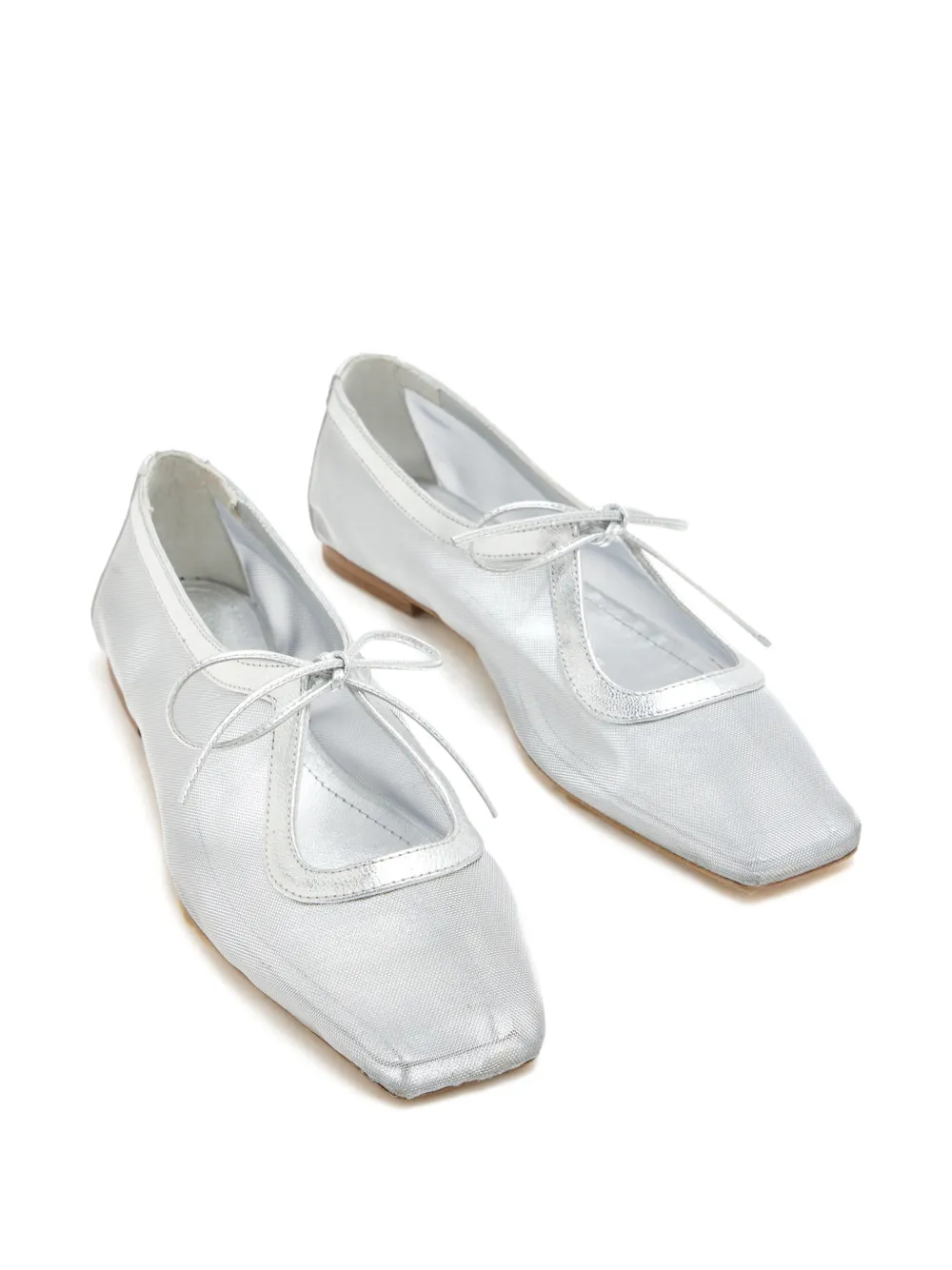 Andrea Gomez Ballerina's met vetersluiting en vierkante neus Wit