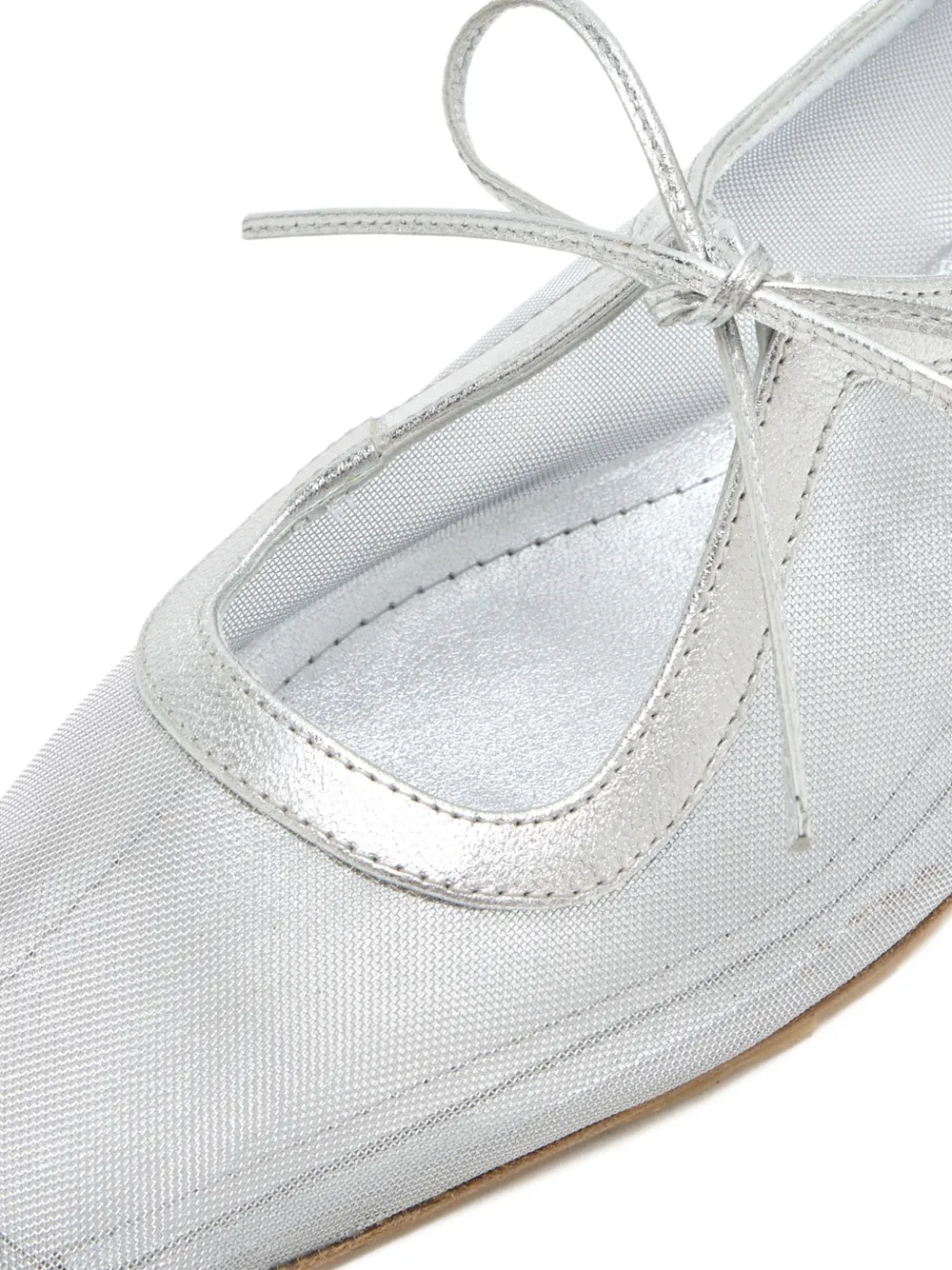 Andrea Gomez Ballerina's met vetersluiting en vierkante neus Wit