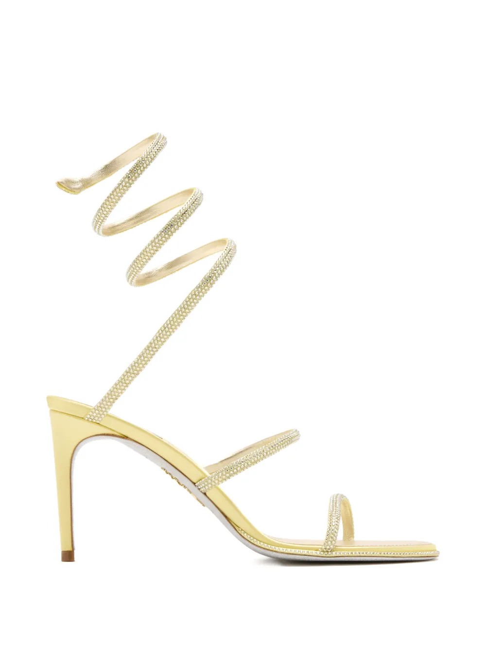 René Caovilla Cleo strass spiral heeled sandals Geel