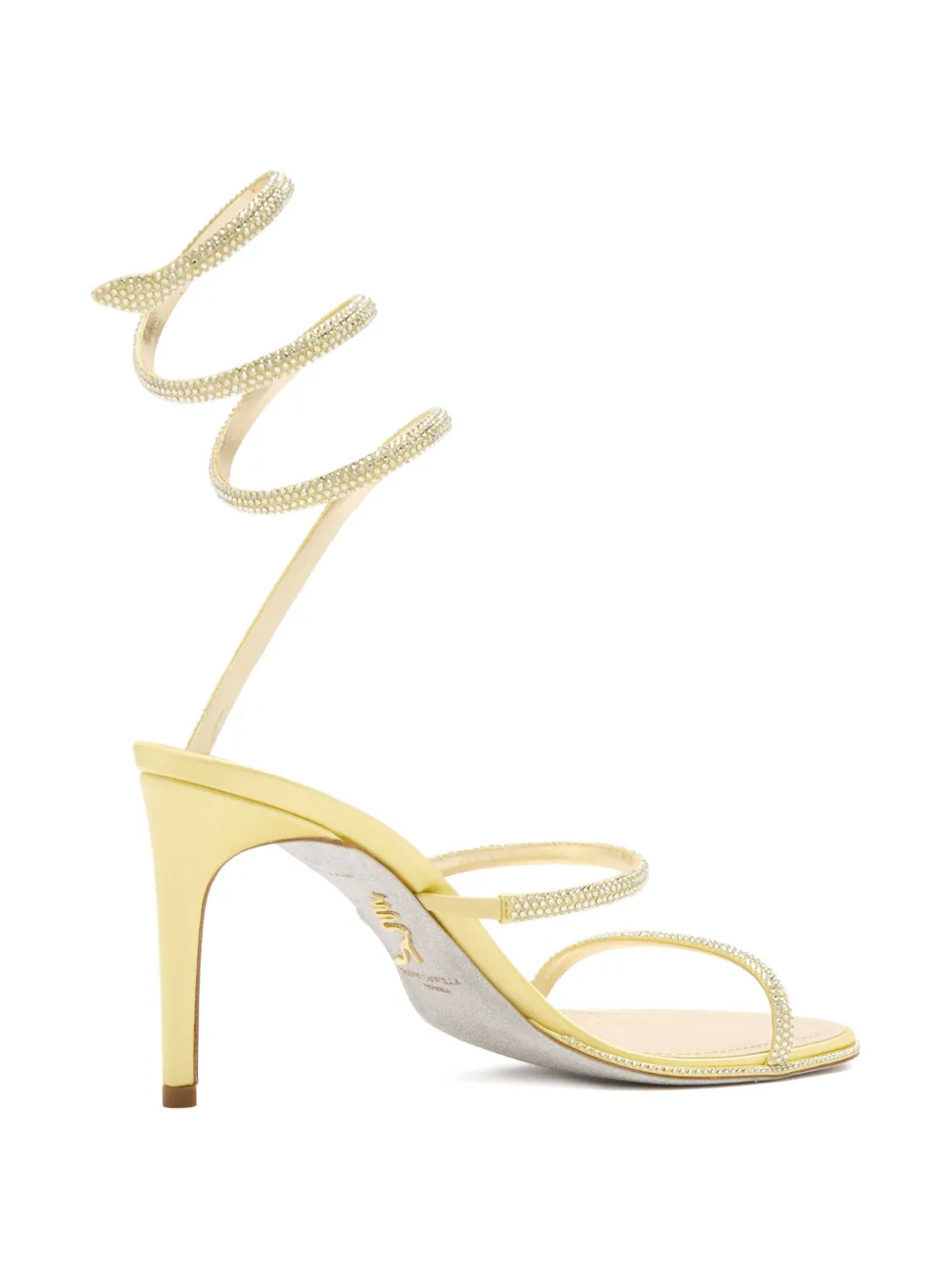 René Caovilla Cleo strass spiral heeled sandals Geel