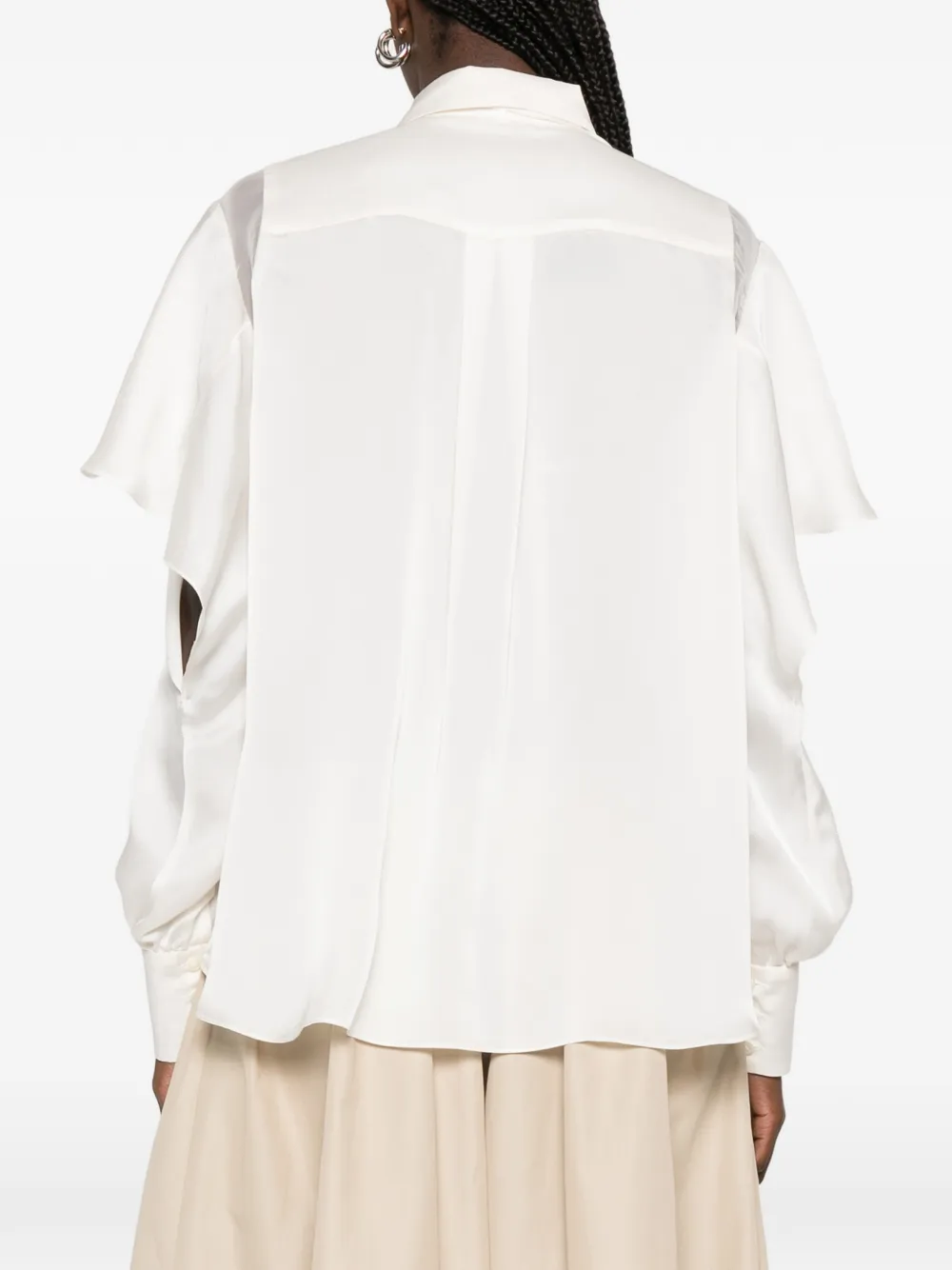 sacai Blouse met strikkraag Beige