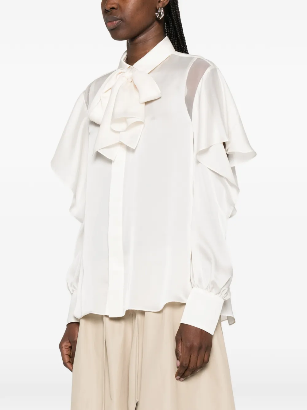 sacai Blouse met strikkraag Beige