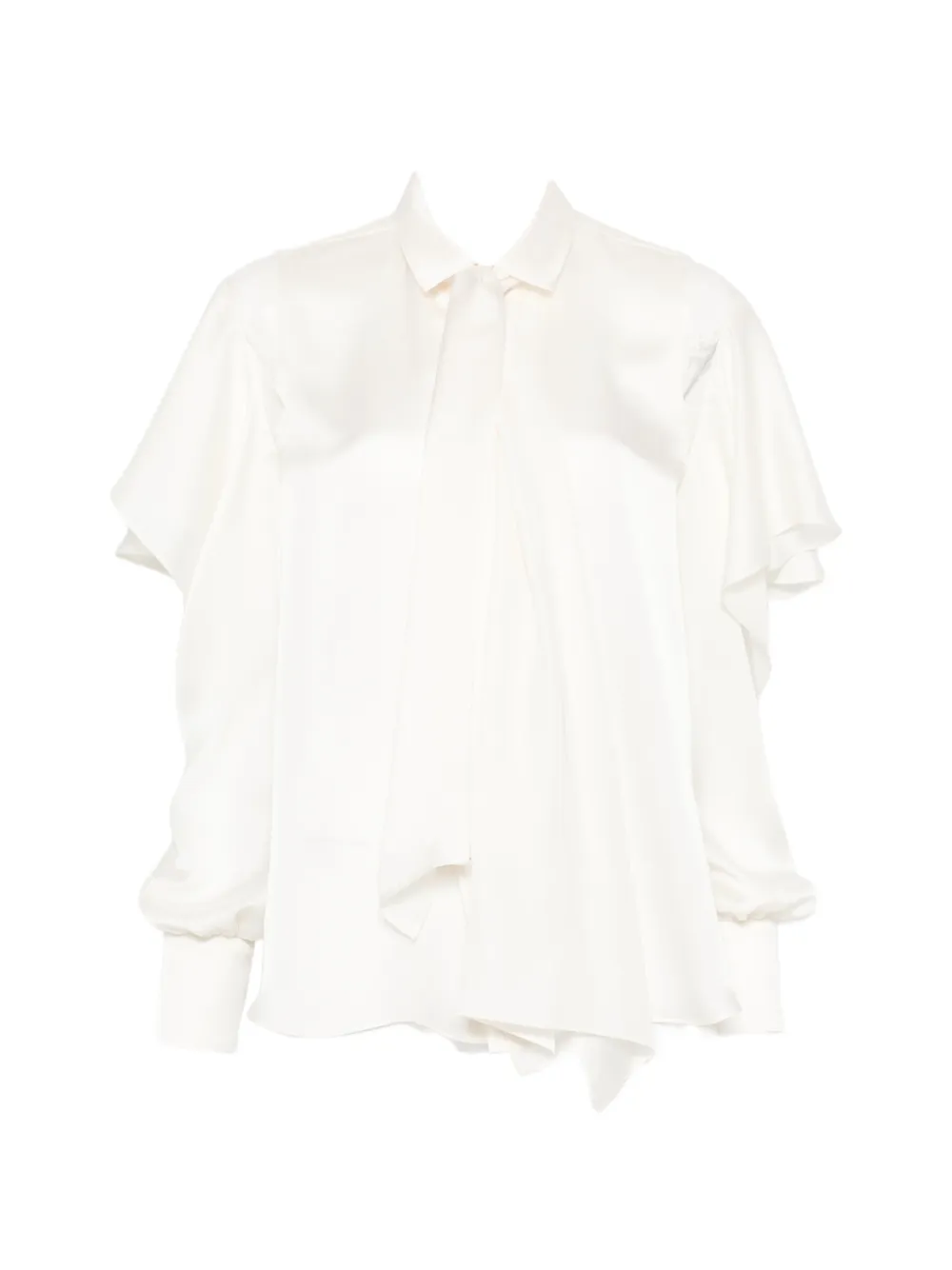 sacai pussy-bow collar shirt - Toni neutri