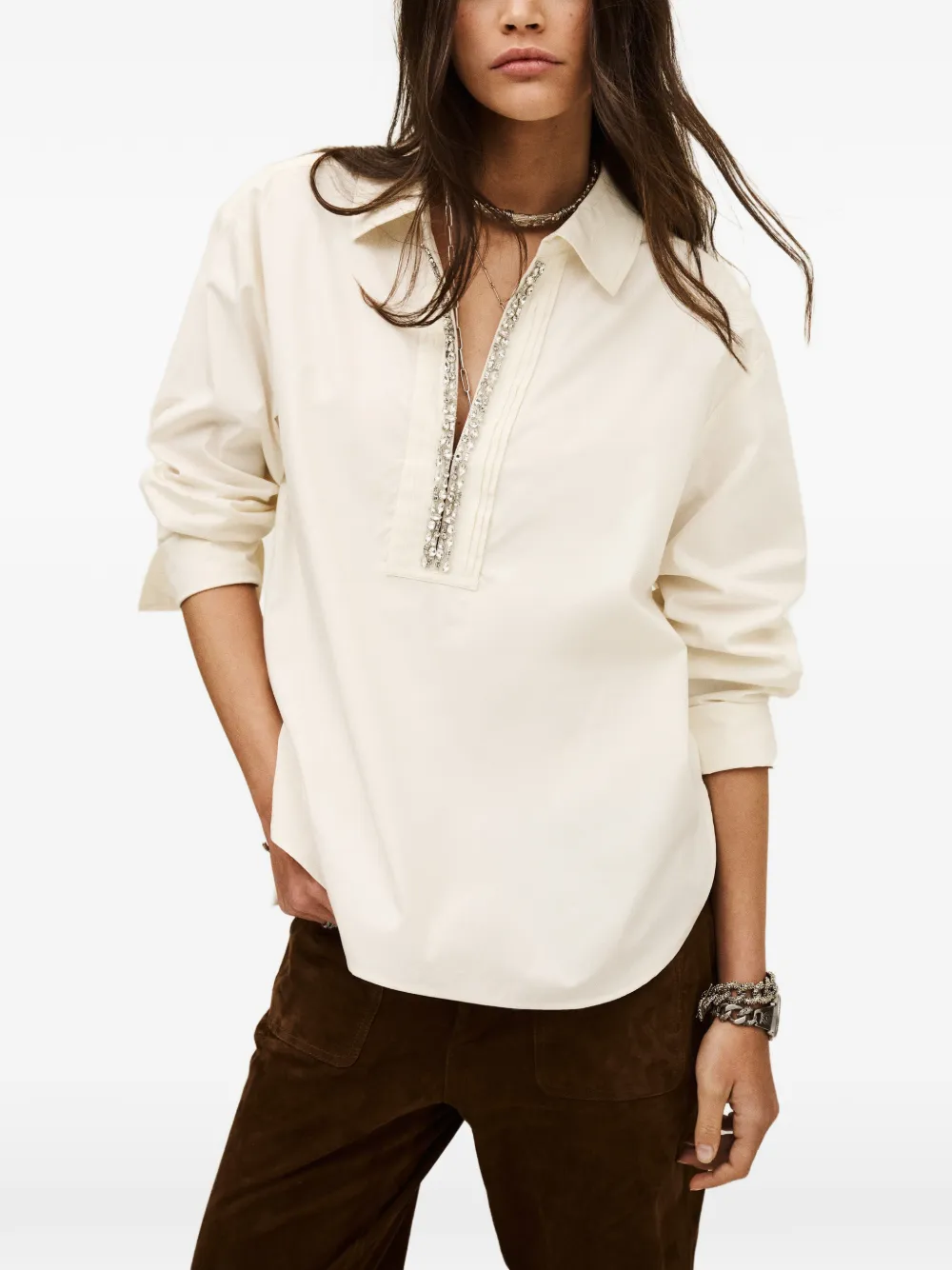 Ba&sh Miss Embellished Shirt - Neutrals 