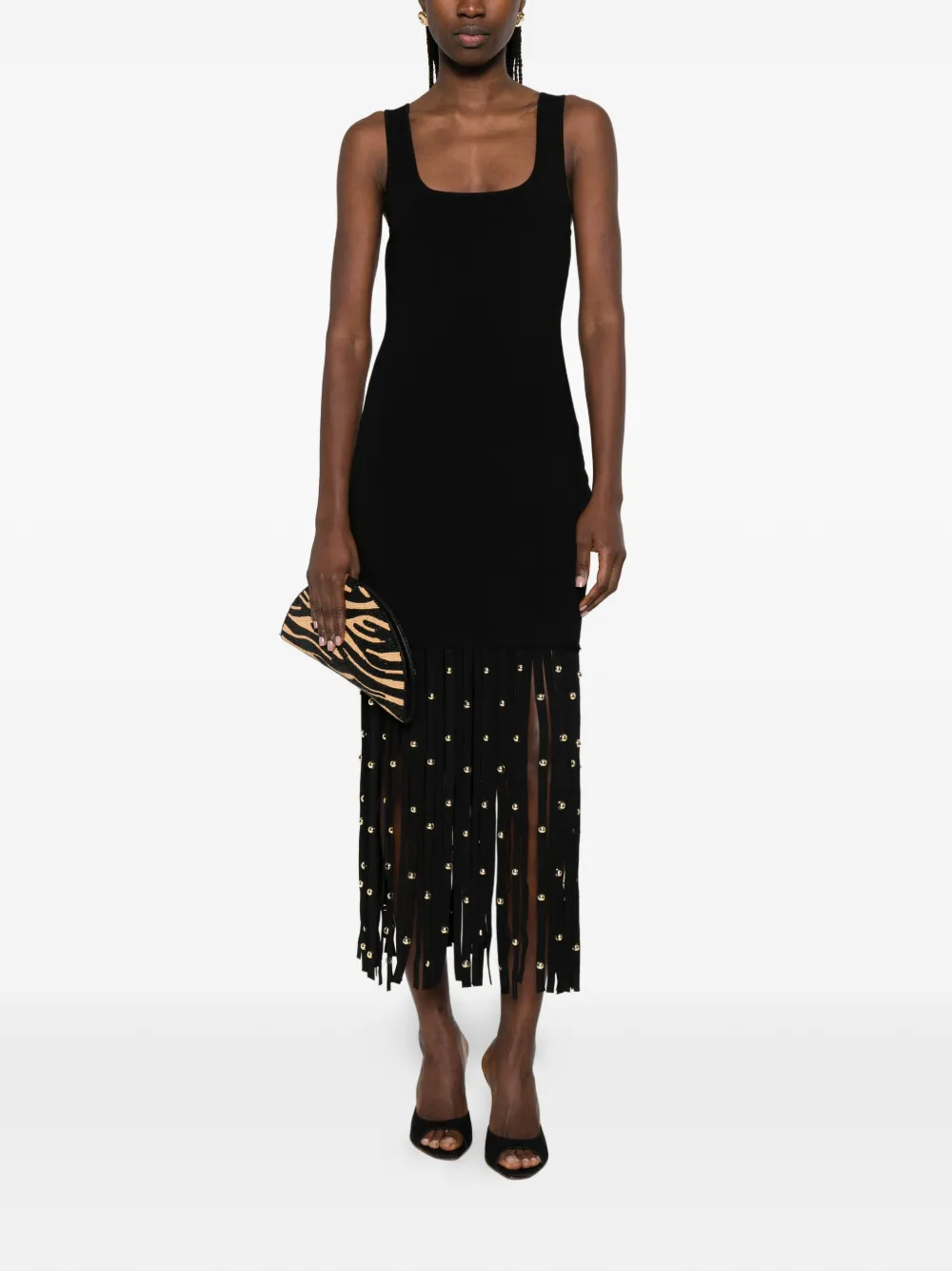  Simkhai Fringed-hem Embellished Midi Dress - Black 