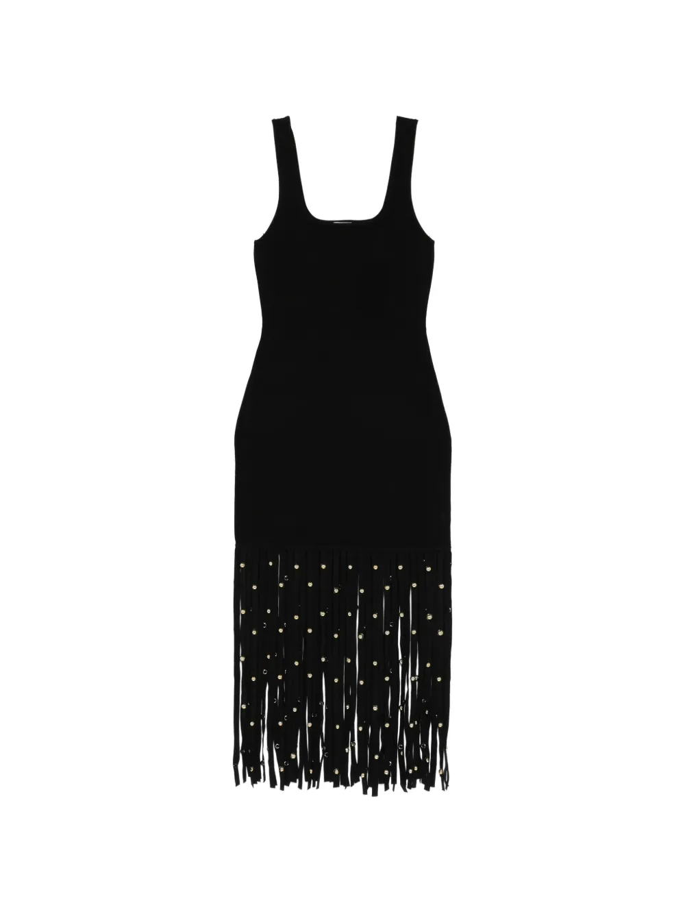 Simkhai fringed-hem embellished midi dress - Nero