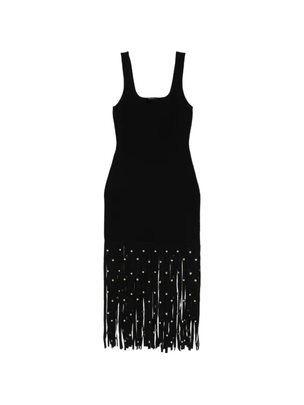 Simkhai Fringed Studded Dress in Black