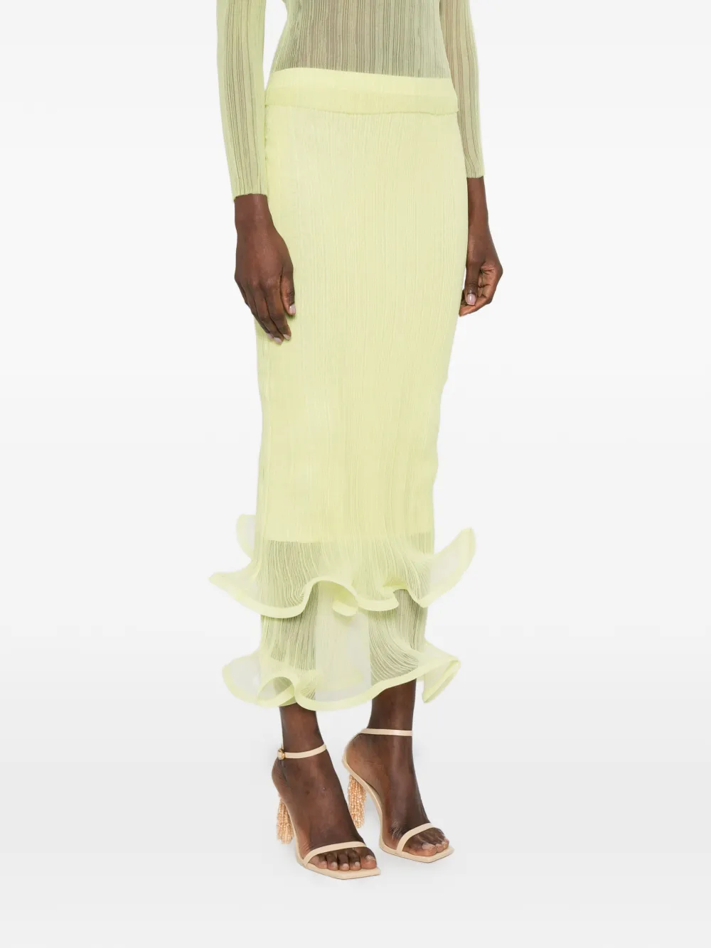  Simkhai Ruffled-hem Midi Skirt - Green 