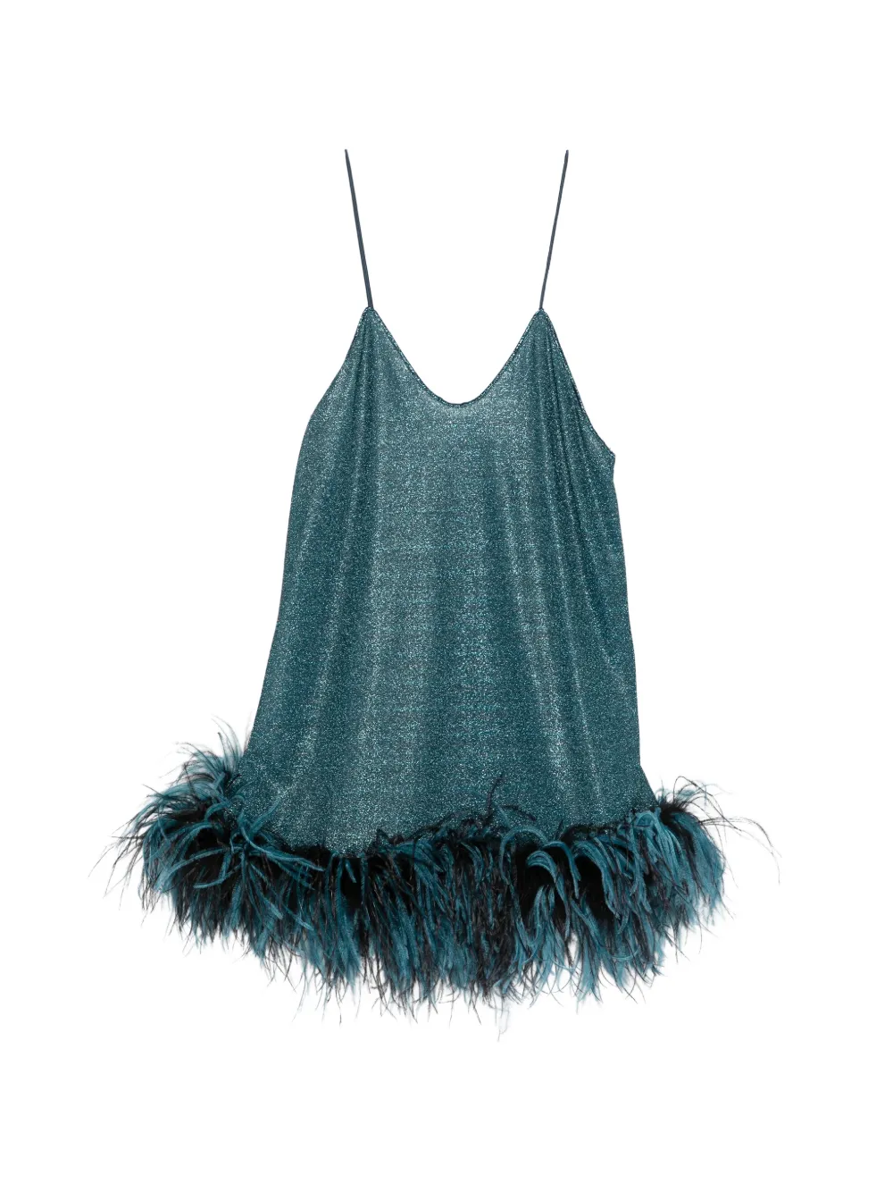 Oséree feather-trim mini dress - Blu