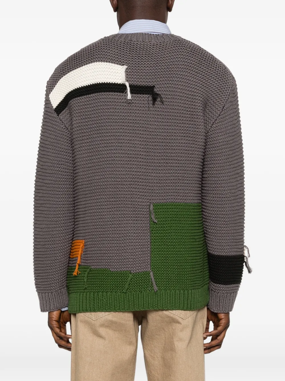 YMC Trui met patchwork Grijs
