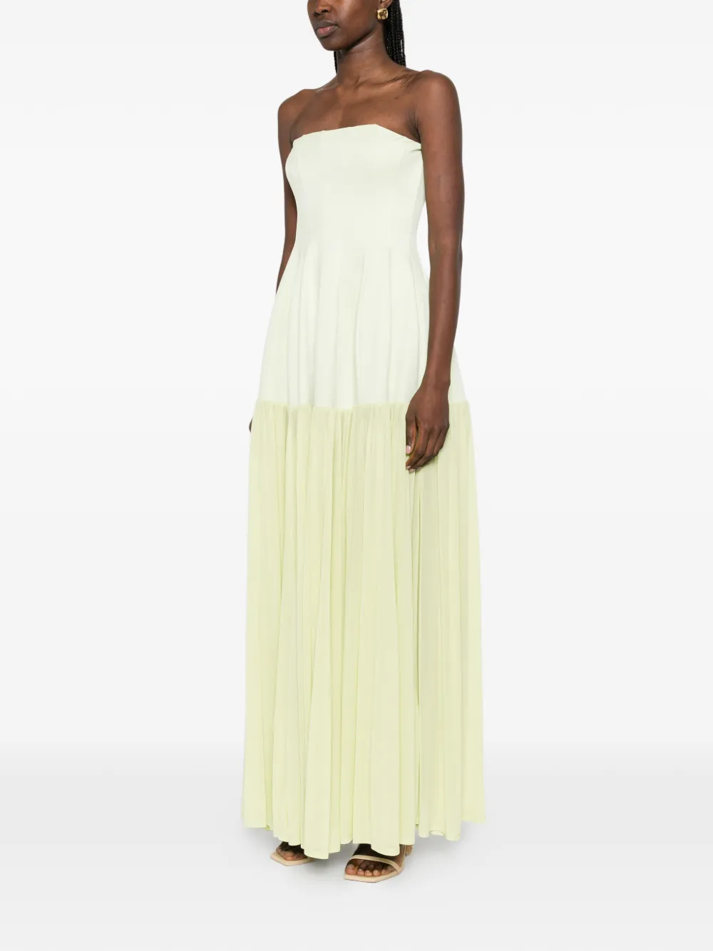 Simkhai Pleated Strapless Maxi Dress - Green 