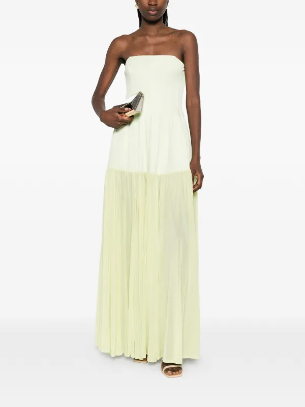Simkhai Strapless Pleated Maxi Dress - Green