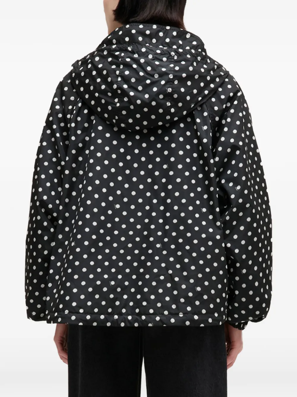  Ganni Polka-dot Hooded Coat - Black 