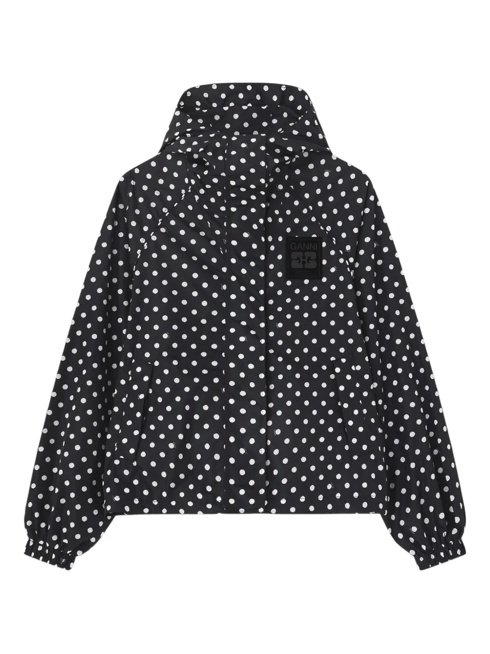 GANNI polka-dot hooded coat - Nero