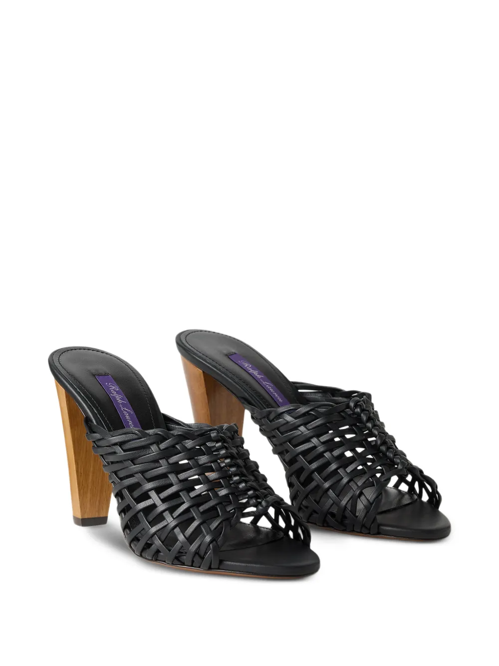 Ralph Lauren Collection Adela geweven muiltjes Zwart