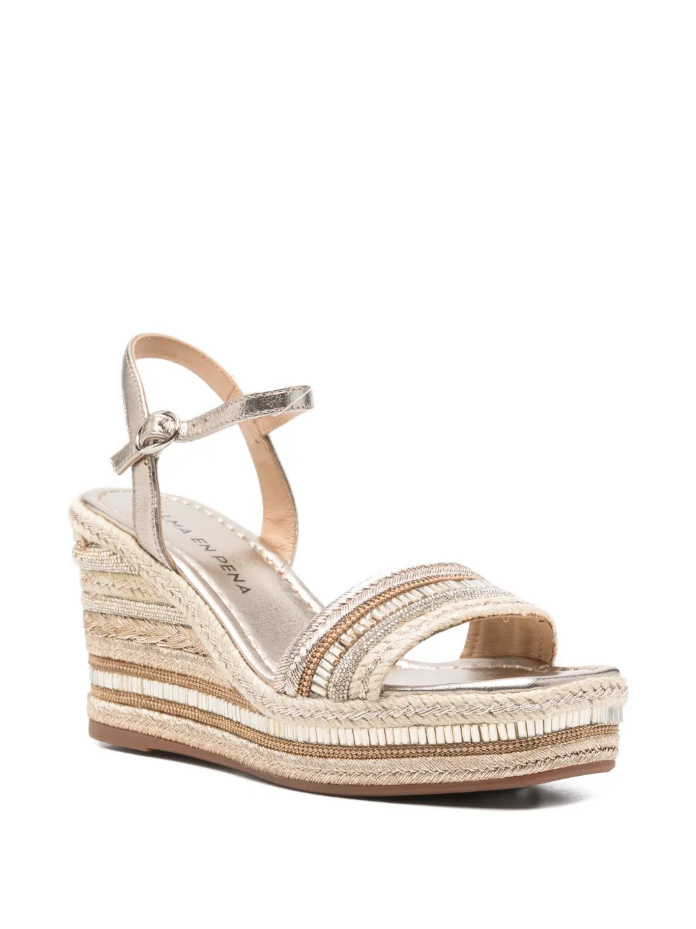 ALMA EN PENA Espadrilles verfraaid met kristallen en sleehak Goud