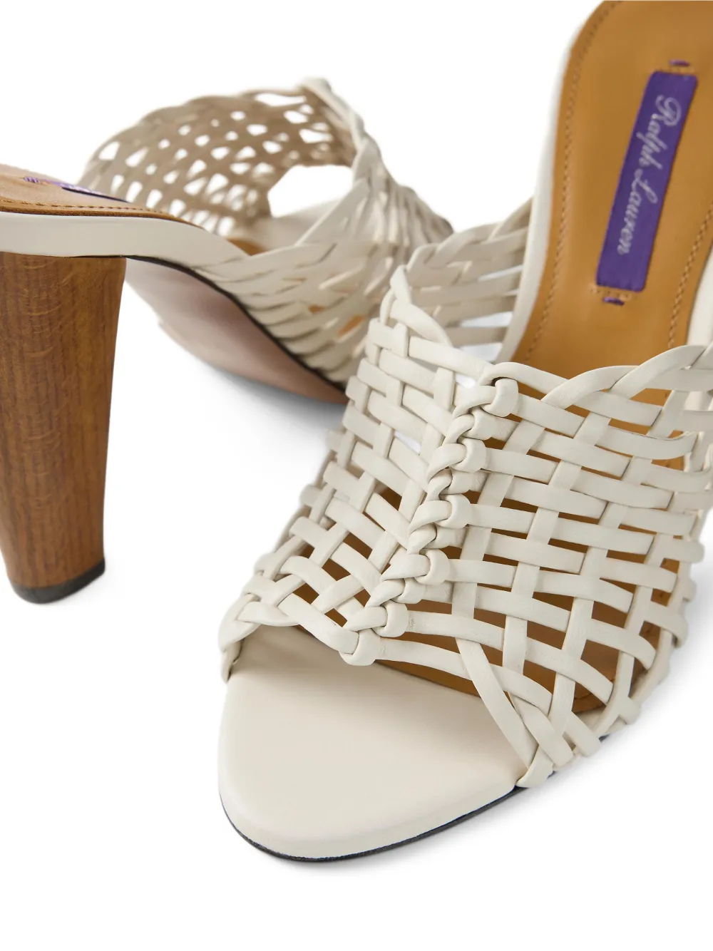 Ralph Lauren Collection Adela geweven muiltjes Beige