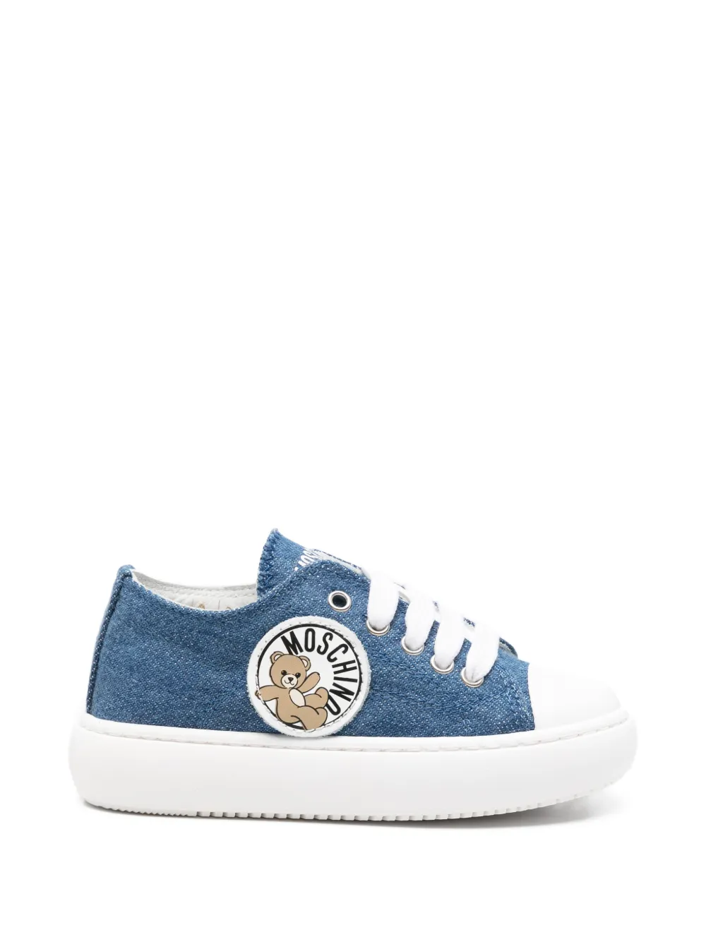 Moschino Kids teddy-patch sneakers Blauw
