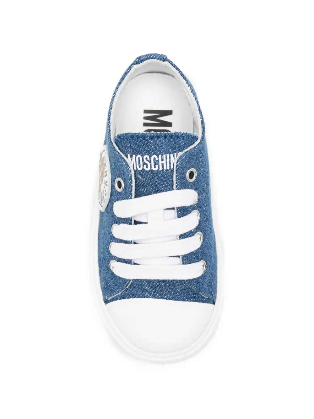 Moschino Kids teddy-patch sneakers Blauw