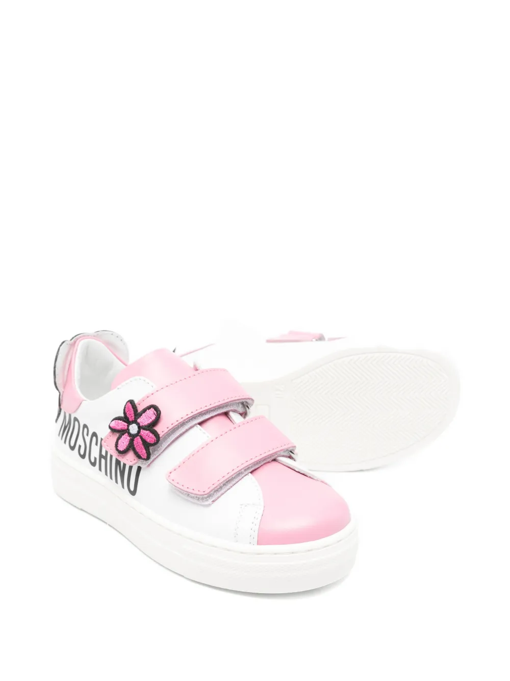 Moschino Kids floral-appliqué sneakers Wit