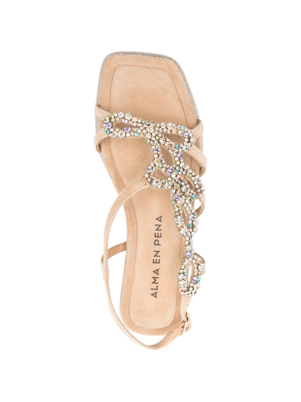 ALMA EN PENA Verfraaide sandalen met sleehak Beige