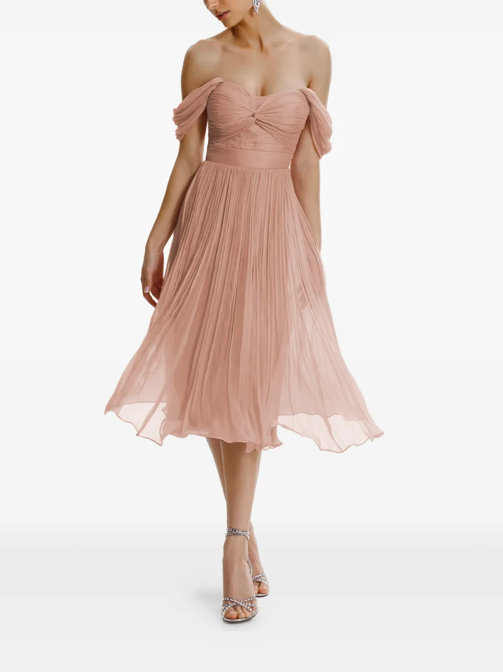 FRAMBOISE Kaly off-the-shoulder midi dress - Pink