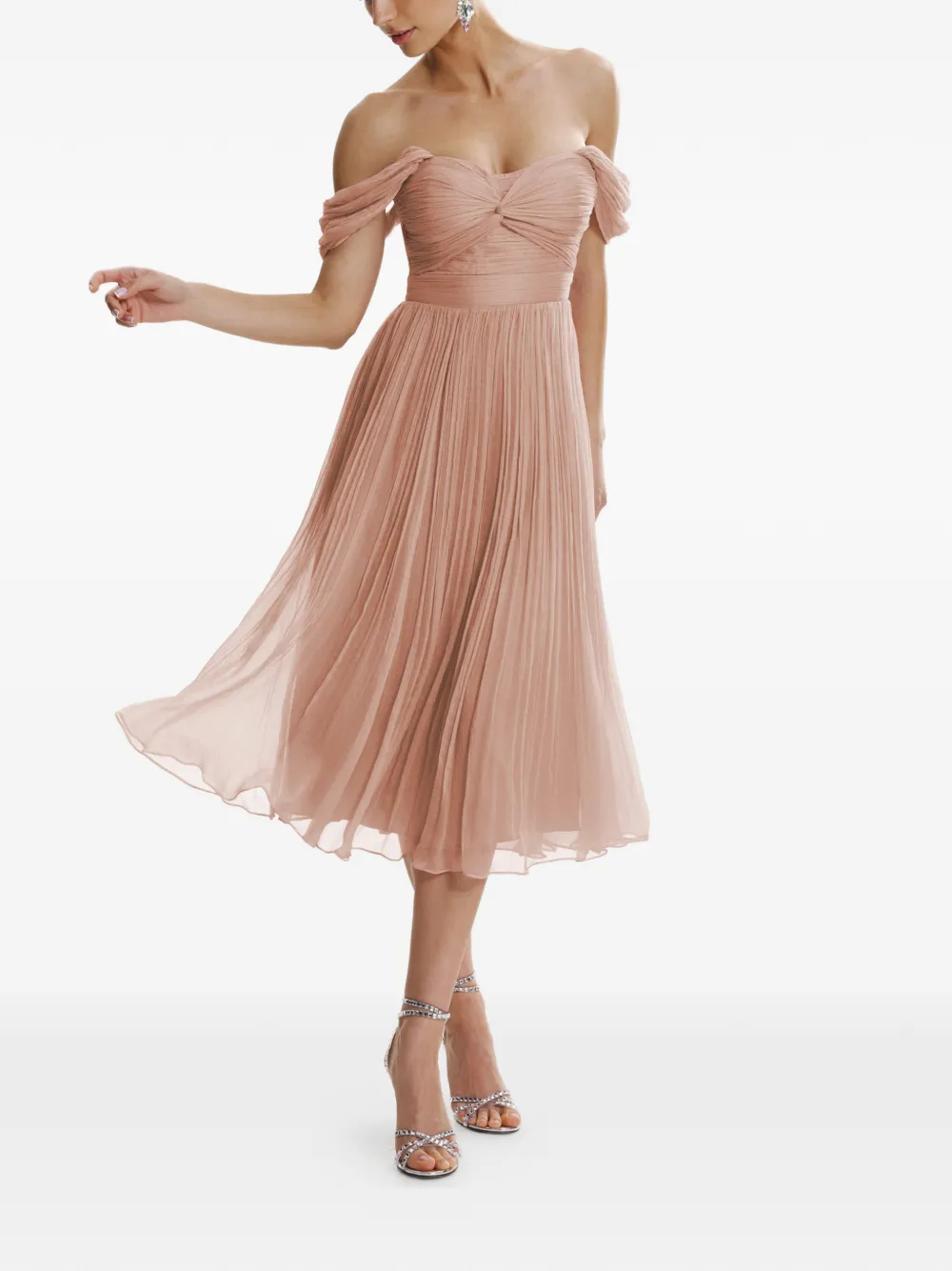 FRAMBOISE Kaly off-the-shoulder midi dress - Roze